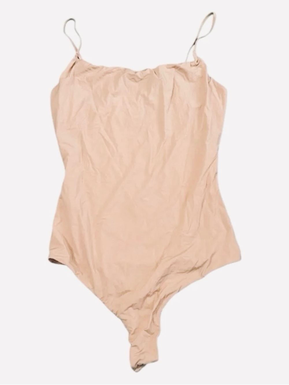 Quince Second Skin Bodysuit Spaghetti Strap Cami Nude Sand Sz XL NEW